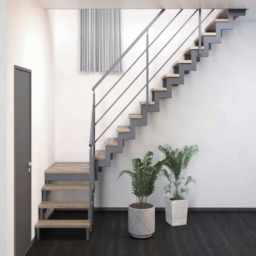 Escalera de doble estructura en zigzag