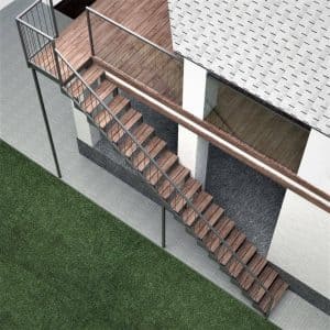 Escalera revestida con tarima